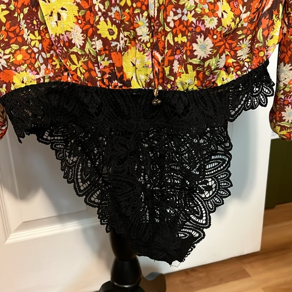 Intimately Free People Say It To Me Bodysuit Blouse Floral Boho - Picture 7 of 10